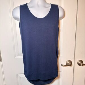 Kinross Navy Blue Sleeveless Tank Top Side Ruched Scoop Neck Rayon Blend XL